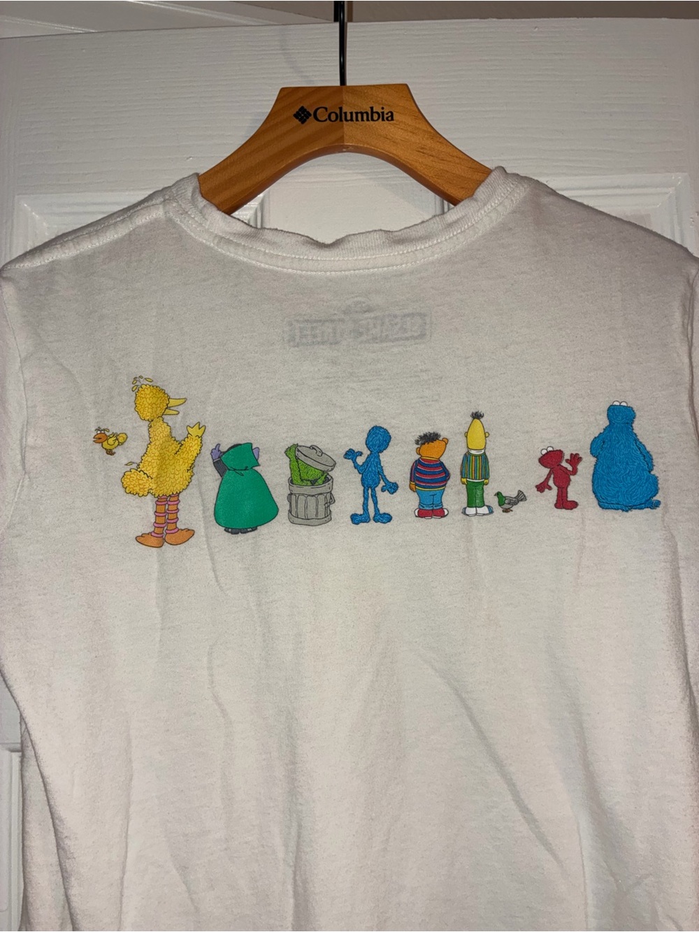 Sesame Street White Short-Sleeve Tee with Colorful Character Row